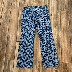Divided H&M Retro Floral Pattern Wide Leg Jeans